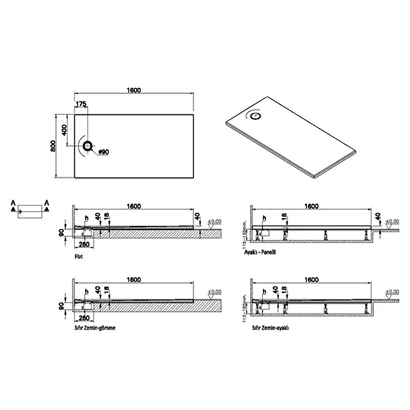 Vitra Leaf Dikdörtgen Duş Teknesi 160x80 cm, Dokulu Beyaz