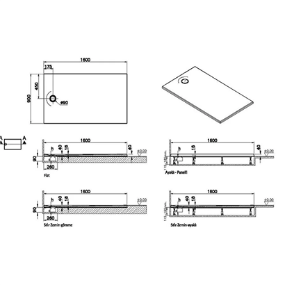 Vitra Leaf Dikdörtgen Duş Teknesi 160x90 cm, Dokulu Beyaz