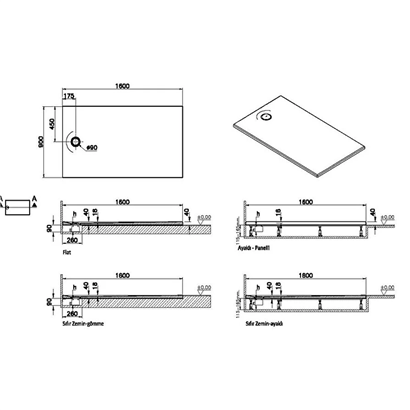 Vitra Leaf Dikdörtgen Duş Teknesi 160x90 cm, Dokulu Taupe