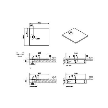 Vitra Leaf Dikdörtgen Duş Teknesi 90x80 cm, Dokulu Beyaz