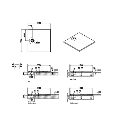 Vitra Leaf Dikdörtgen Duş Teknesi 90x90 cm, Beyaz