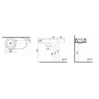 Vitra Liquid Asimetrik Lavabo, 80 Cm
