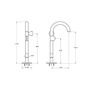 Vitra Liquid Lavabo Bataryası Yerden, Sağdan Kullanım, Krom