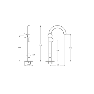 Vitra Liquid Lavabo Bataryası Yerden, Soldan Kullanım, Krom 