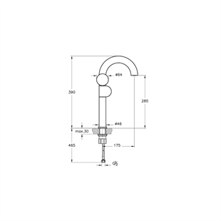 Vitra Liquid Lavabo Bataryası Yüksek, Soldan Kullanım, Parlak Siyah