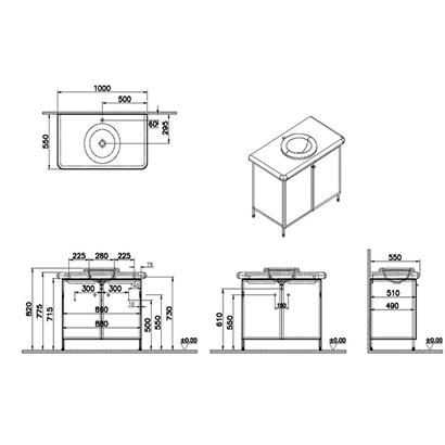 Vitra Liquid Lavabo Dolabı 100 Cm, Çizgili Cam Kapaklı Ayaklı