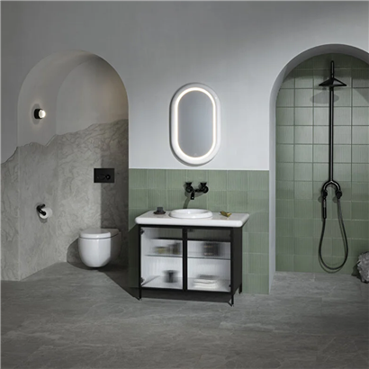 Vitra Liquid Lavabo Dolabı 100 Cm, Çizgili Cam Kapaklı Ayaklı
