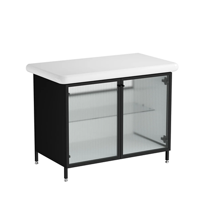 Vitra Liquid Lavabo Dolabı 100 Cm, Çizgili Cam Kapaklı Ayaklı