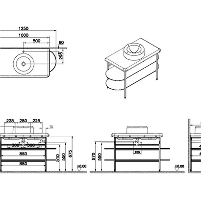 Vitra Liquid Lavabo Dolabı 100 Cm, Mavi Cam Raflı Ayaklı