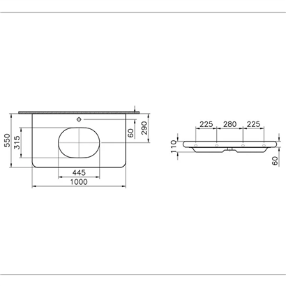 VitrA Liquid Seramik Tezgah, 100 cm