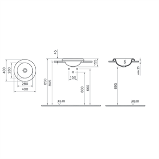 Vitra Liquid Tezgahüstü Lavabo, 40 Cm