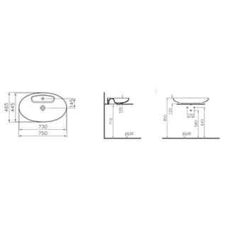 Vitra Memoria Mat Bej Oval Lavabo 75 Cm