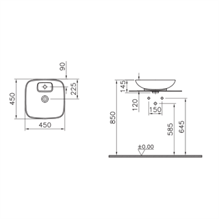 Vitra Memoria Mat Siyah Yuvarlak Lavabo 50 Cm