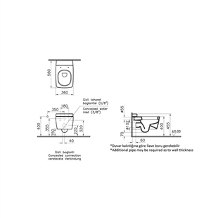 Vitra Metropole Deterjan Hazneli Asma Klozet, 56 Cm