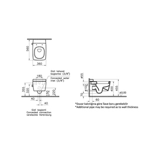 Vitra Metropole Deterjan Hazneli Standart Entegre Asma Klozet, 56 Cm