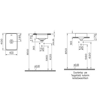 Vitra Metropole Beyaz Tezgah Altı Lavabo 40 Cm