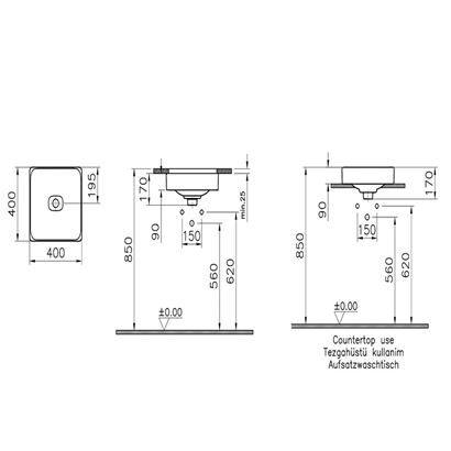 Vitra Metropole Beyaz Tezgah Altı Lavabo 40 Cm