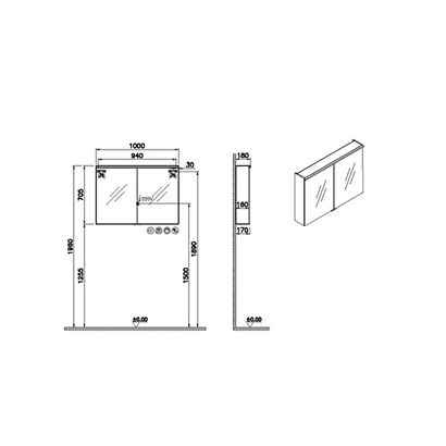 Vitra Metropole Edge Dolaplı Ayna 100 Cm, Aydınlatmalı Sensörlü, Açık Meşe
