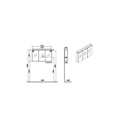 Vitra Metropole Edge Dolaplı Ayna 120 Cm, Aydınlatmalı Sensörlü, Ceviz