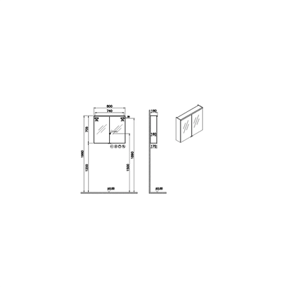 Vitra Metropole Edge Dolaplı Ayna 80 Cm, Aydınlatmalı Sensörlü, Ceviz