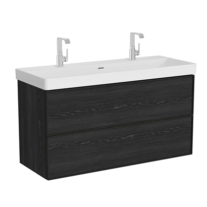 Vitra Metropole Edge Lavabo Dolabı 120 Cm, İki Çekmeceli Standart Lavabolu, Siyah Meşe