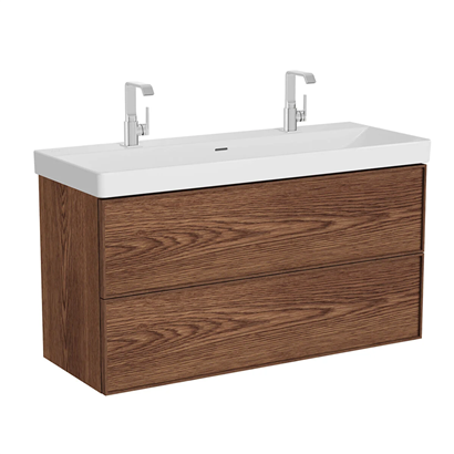 Vitra Metropole Edge Lavabo Dolabı 120 Cm, İki Çekmeceli Standart Lavabolu, Ceviz