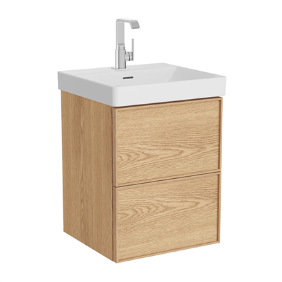 Vitra Metropole Edge Lavabo Dolabı 50 Cm, İki Çekmeceli Standart Lavabolu, Açık Meşe