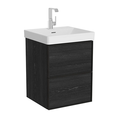 Vitra Metropole Edge Lavabo Dolabı 50 Cm, İki Çekmeceli Standart Lavabolu, Siyah Meşe