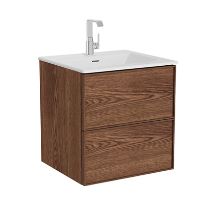 Vitra Metropole Edge Lavabo Dolabı 60 Cm, İki Çekmeceli Etajerli Lavabolu, Ceviz