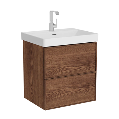 Vitra Metropole Edge Lavabo Dolabı 60 Cm, İki Çekmeceli Standart Lavabolu, Ceviz