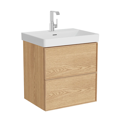 Vitra Metropole Edge Lavabo Dolabı 60 Cm, İki Çekmeceli Standart Lavabolu, Açık Meşe