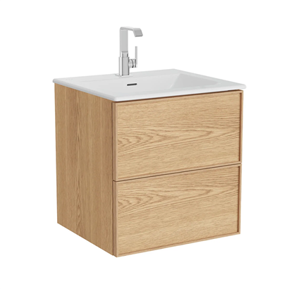 Vitra Metropole Edge Lavabo Dolabı 60 Cm, İki Çekmeceli Etajerli Lavabolu, Açık Meşe