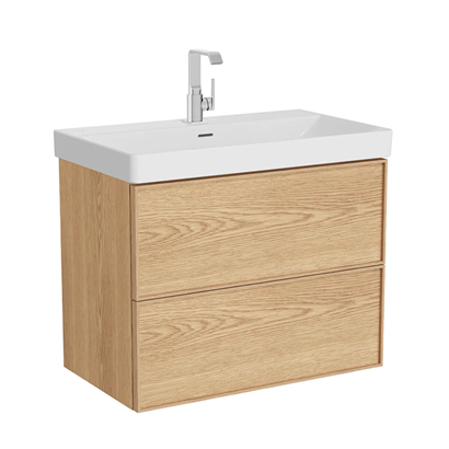 Vitra Metropole Edge Lavabo Dolabı 80 Cm, İki Çekmeceli Standart Lavabolu, Açık Meşe