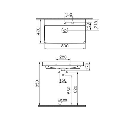 Vitra Metropole Lavabo, 80X47 Cm Beyaz