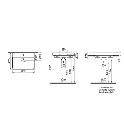 Vitra Metropole Lavabo, 80X47 Cm Beyaz
