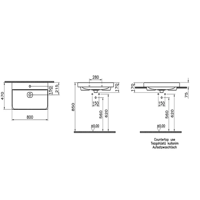 Vitra Metropole Mat Beyaz Çanak Lavabo 80 Cm