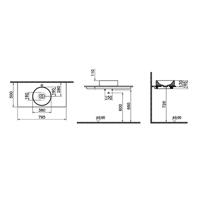 VitrA Metropole Mat Beyaz Seramik Tezgah ,80 cm