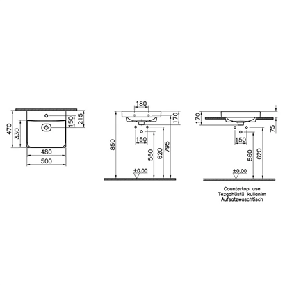 Vitra Metropole Mat Siyah Lavabo 50 Cm