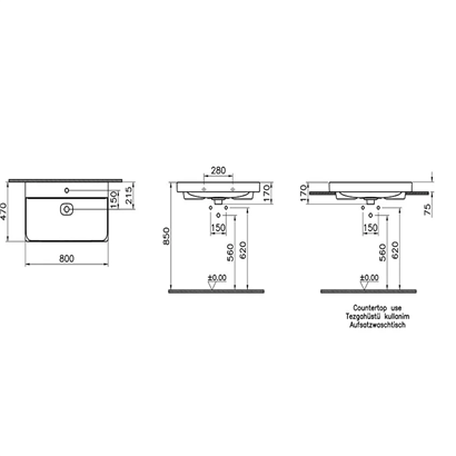 Vitra Metropole Mat Siyah Lavabo 80 Cm