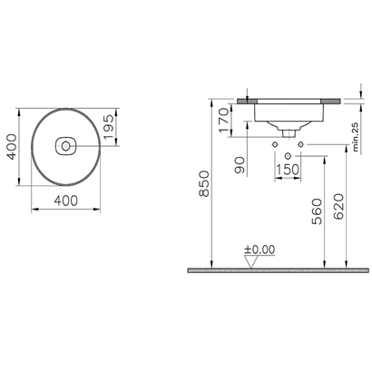 Vitra Metropole Mat Taş Gri Tezgah Altı Lavabo 40 Cm