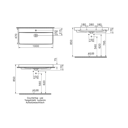 Vitra Metropole Parlak Beyaz Lavabo 100 Cm