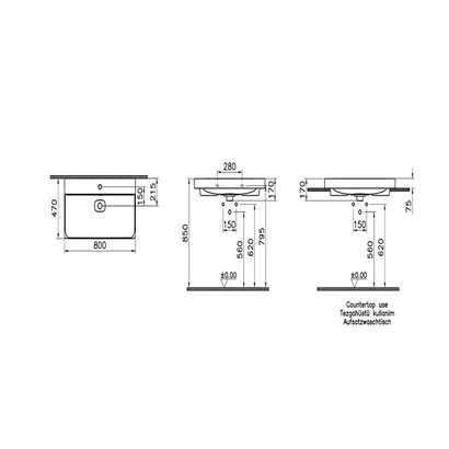 Vitra Metropole Parlak Beyaz Lavabo 80 Cm