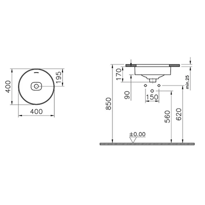 Vitra Metropole Parlak Beyaz Tezgah Altı Lavabo 40 Cm