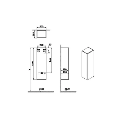 Vitra Metropole Pure Boy Dolabı 35 Cm, Kısa Parlak Beyaz, Sol