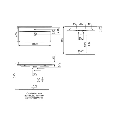 Vitra Metropole Taupe  Lavabo 100 Cm