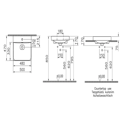 Vitra Metropole Taupe Lavabo 50 Cm