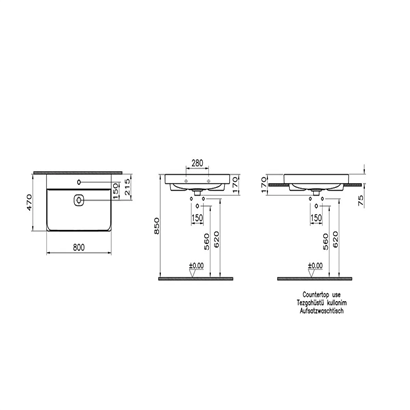 Vitra Metropole Taupe Lavabo 80 Cm