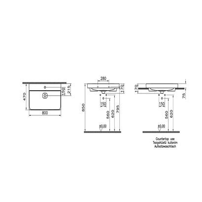 Vitra Metropole Taupe Lavabo 80 Cm