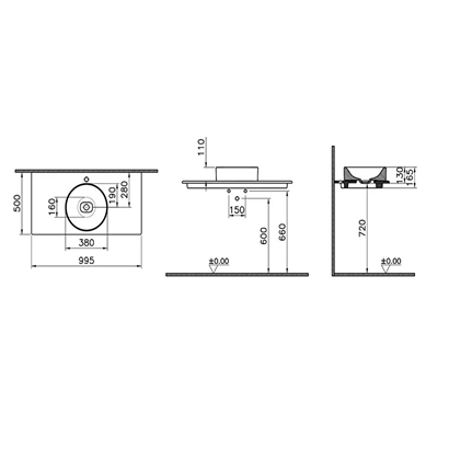 VitrA Metropole Taupe Seramik Tezgah ,100 cm