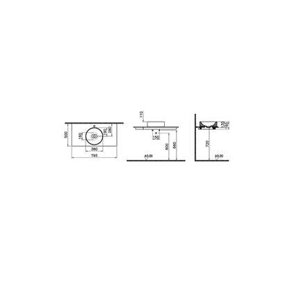 VitrA Metropole Taupe Seramik Tezgah ,80 cm